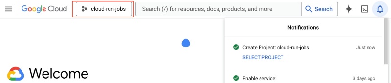 Select the GCP Project named cloud-run-jobs