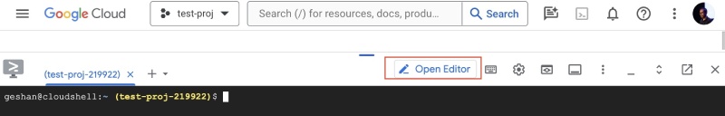 Open the Google Cloud Shell editor