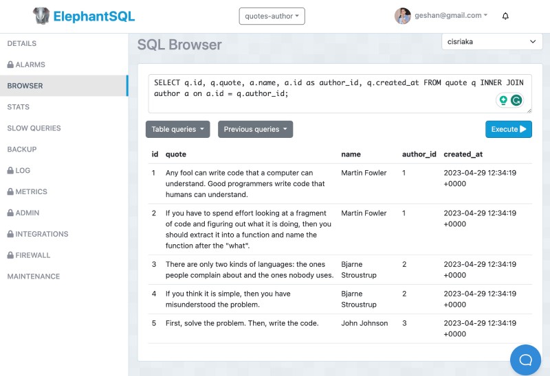Select data before ON CASCADE DELETE with 5 rows