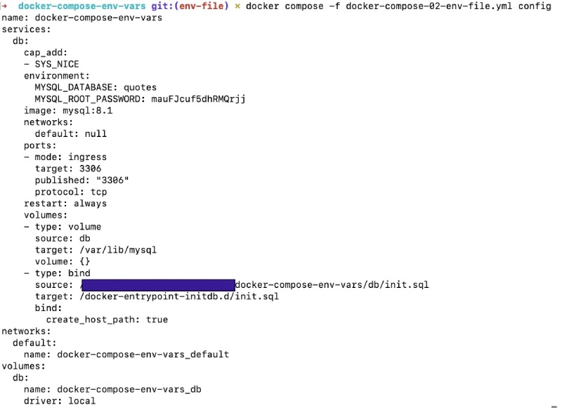 Docker compose environment variable substituted from file