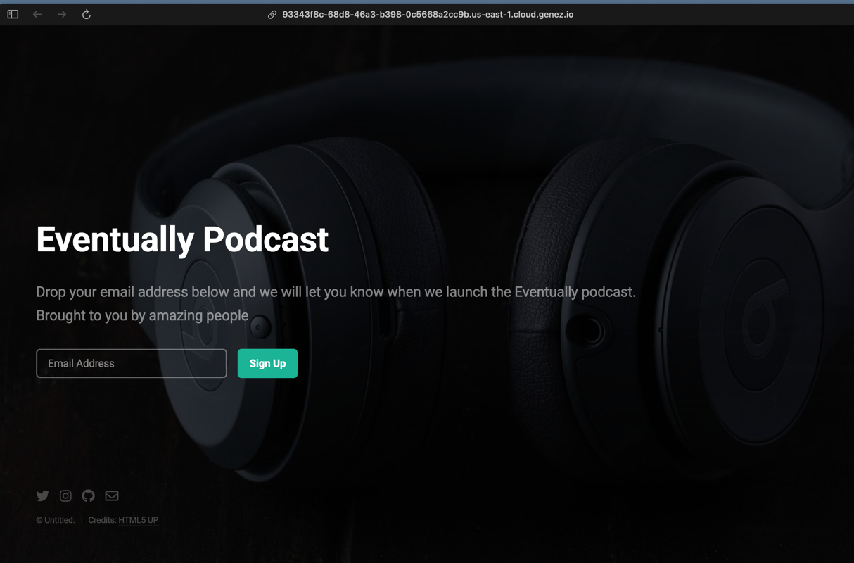 Live website deployed in Genezio