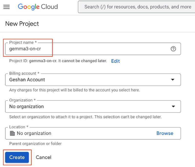 Create a new GCP project to run Gemma 3 on Cloud Run