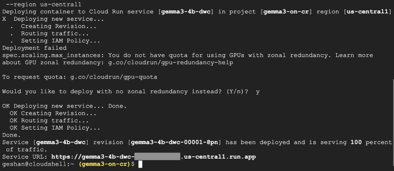 Gemma 3 deploy with Gcloud run command