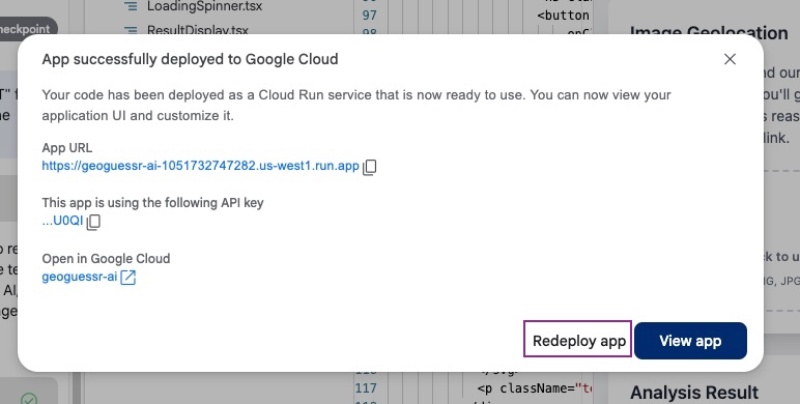 Redeploy the app on the same project to get the new change