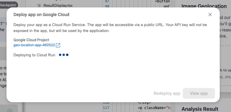 Google AI Studio redeploying the app to the same Google Cloud Project