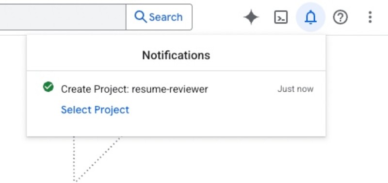 Google Cloud project resume-reviewer created