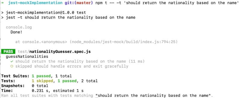 Jest mock implementation run single jest test