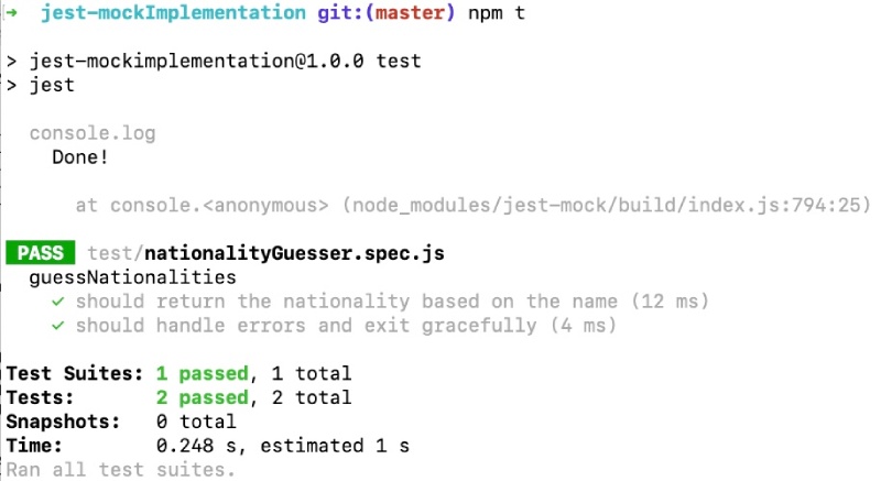 Jest mock implementation run all jest tests