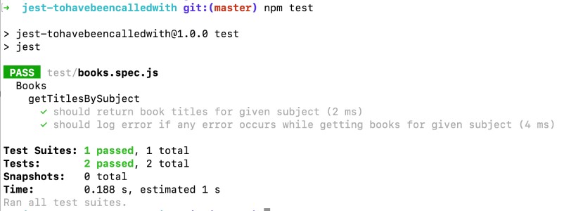 Jest test run including to have been called with expects