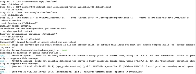 Docker-compose running Laravel with PHP 7.3 and Apache