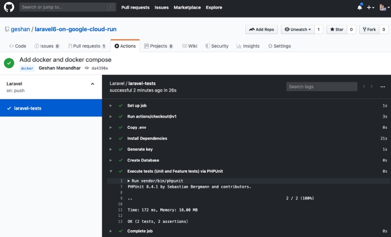 On each push PHP unit tests will run