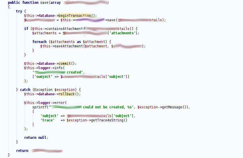 Code for logging success or failure
