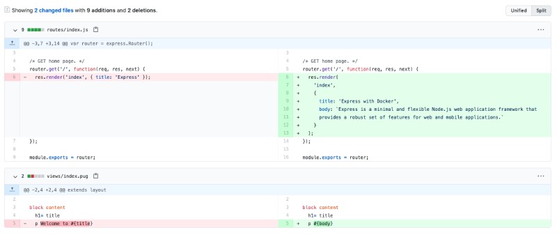 Change on some express node.js code