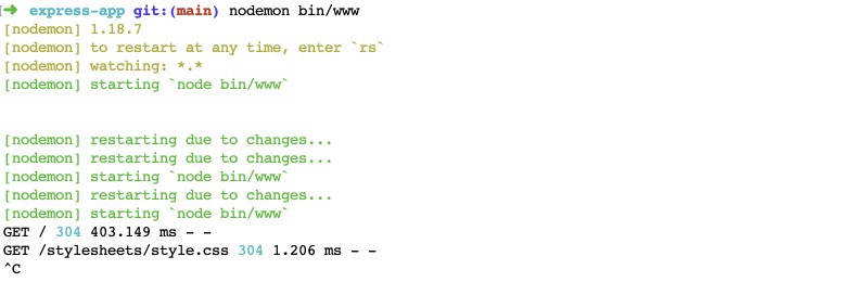 Running Node.js express with nodemon