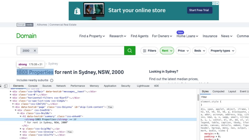 Using chrome inspect for Node.js web scraping