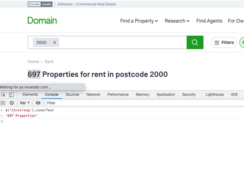 CSS selector and inner text for Node.js web scraping