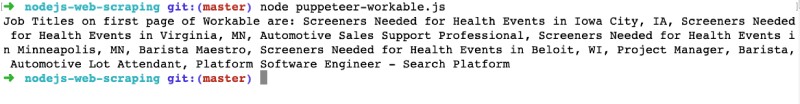 Node.js web scraping with Puppeteer on Workable