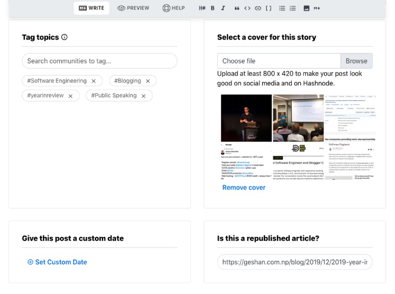 Post your content to Hashnode with canonical link